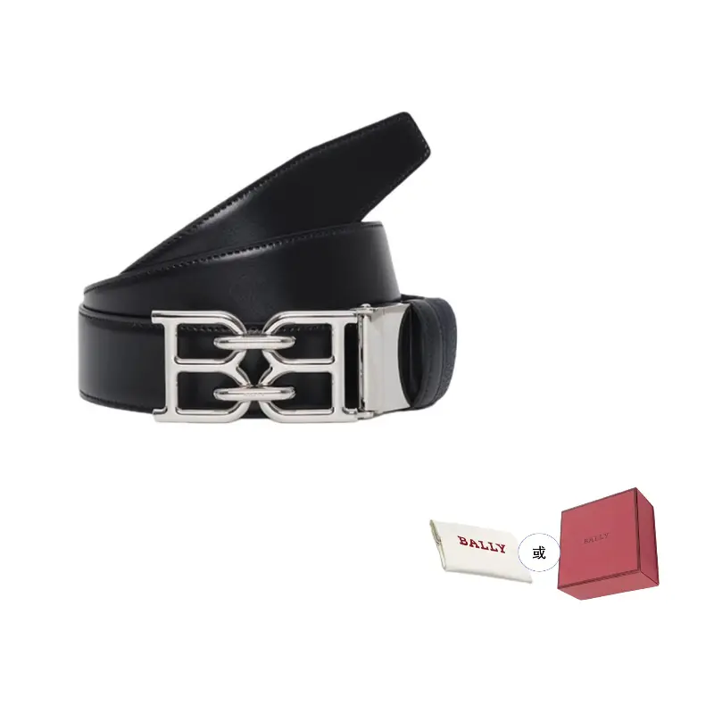 

Кожаные ремни мужские Black/Dark Blue ширина 3,5 см BALLY, черный/темно-синий