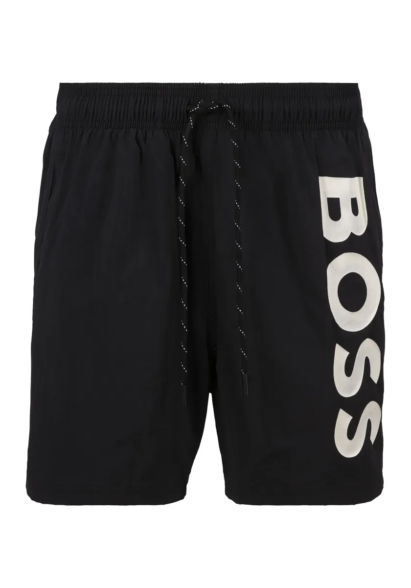 

Купальные шорты BOSS "Осьминог", с надписью логотипа BOSS, эластичным поясом с кулиской, черный