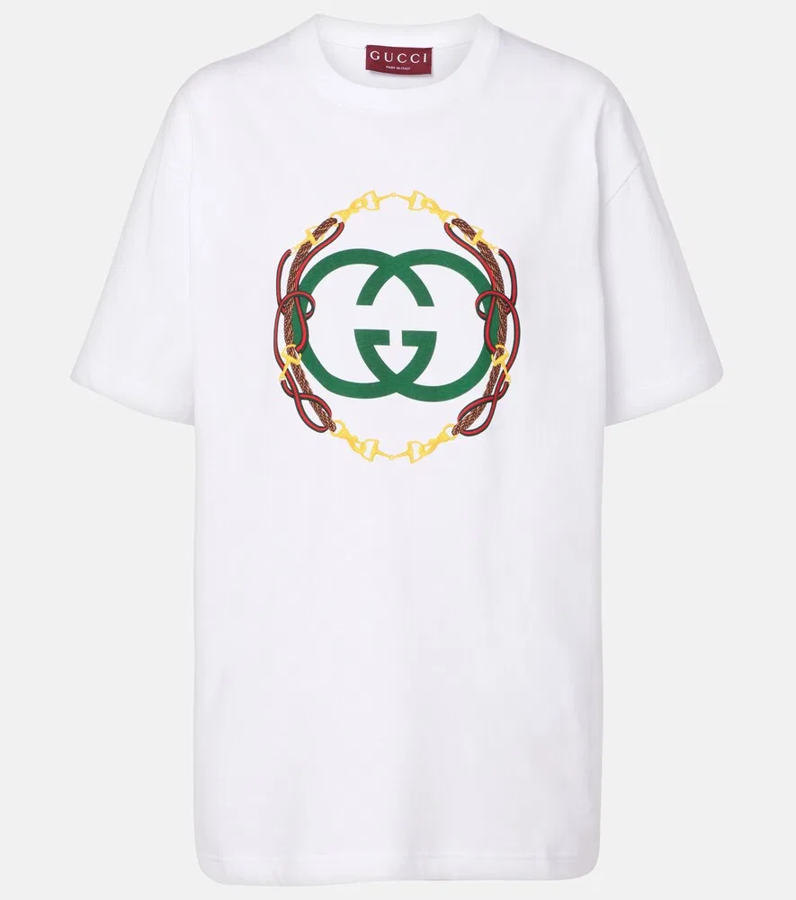 Футболка Gucci с переплетенными буквами G, из хлопкового трикотажа, белый