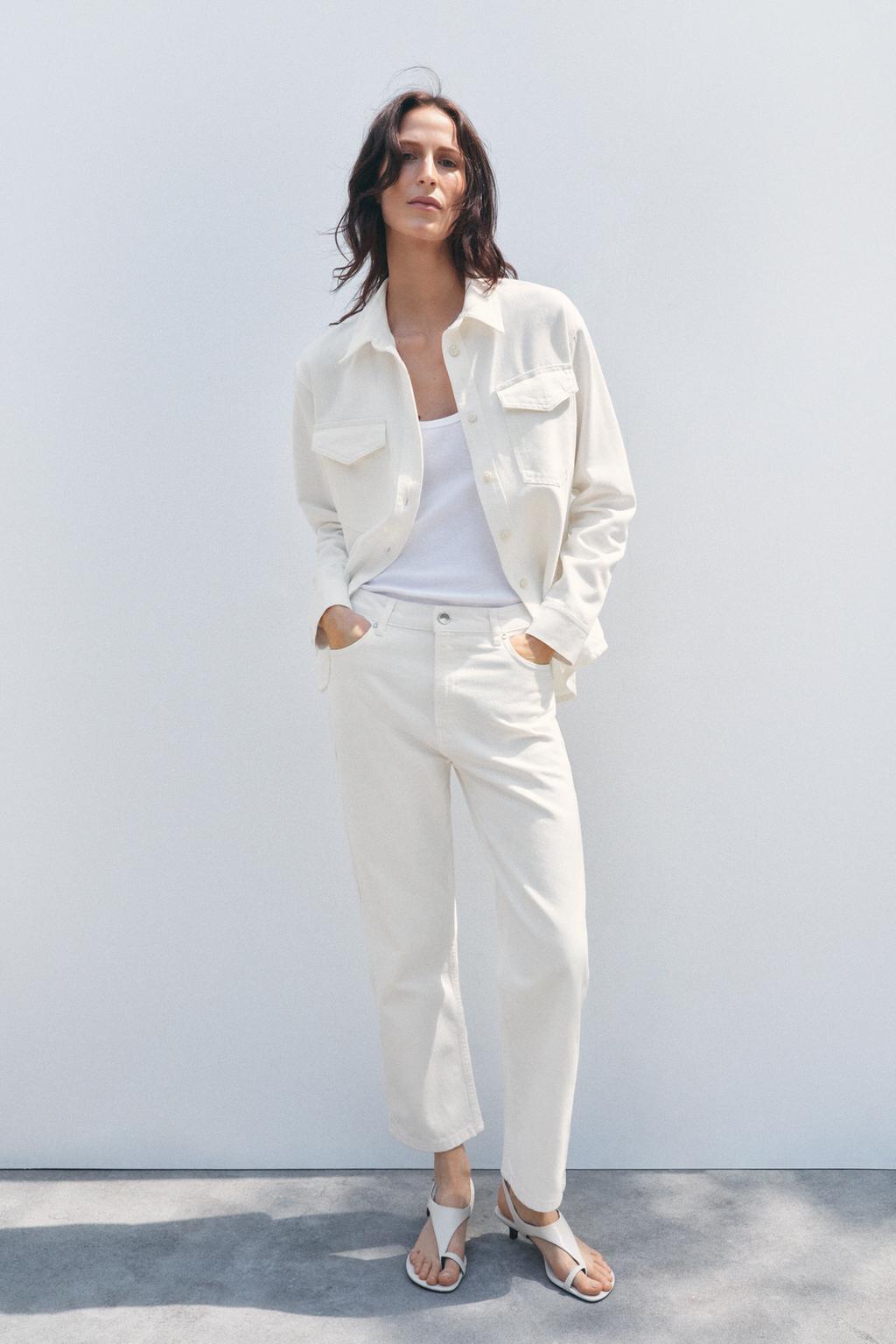 

Джинсовая рубашка ZARA, экрю
