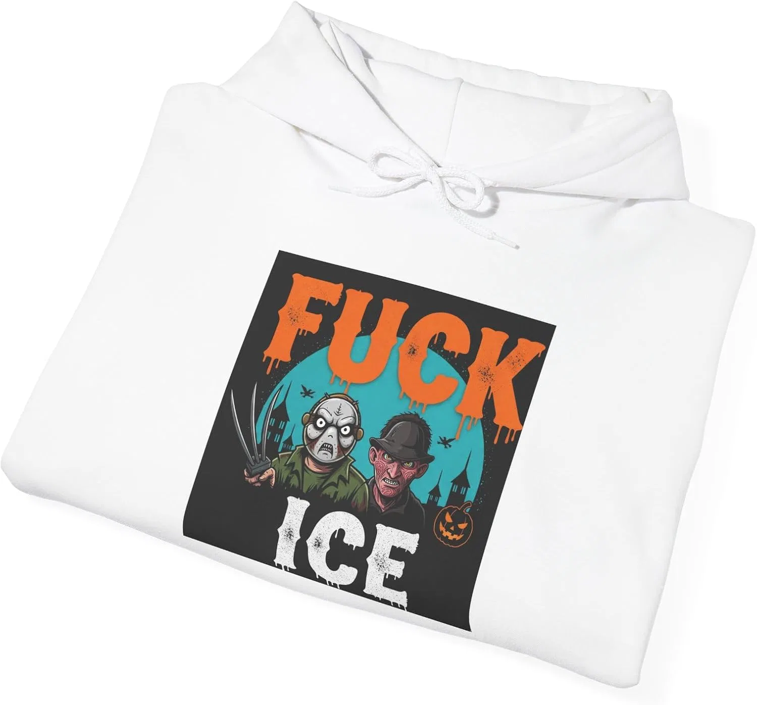 GENERIC F ICE Halloween - Худи унисекс с забавным принтом, повседневная уличная одежда, идеально подходит для Хэллоуина или встреч с друзьями, белый — фото 4