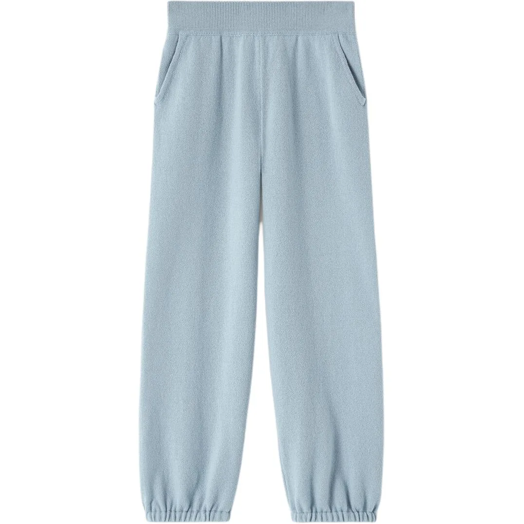 Детские вязаные спортивные штаны SS26 Loro Piana, Celestial Blue