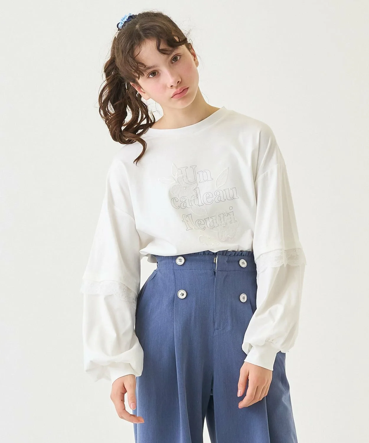 Футболка с отстегивающимся рукавом и логотипом Pom ponette junior, Off white
