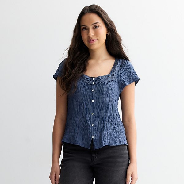 

Детский топ с коротким рукавом в стиле смок Pink Republic, Dusty Indigo