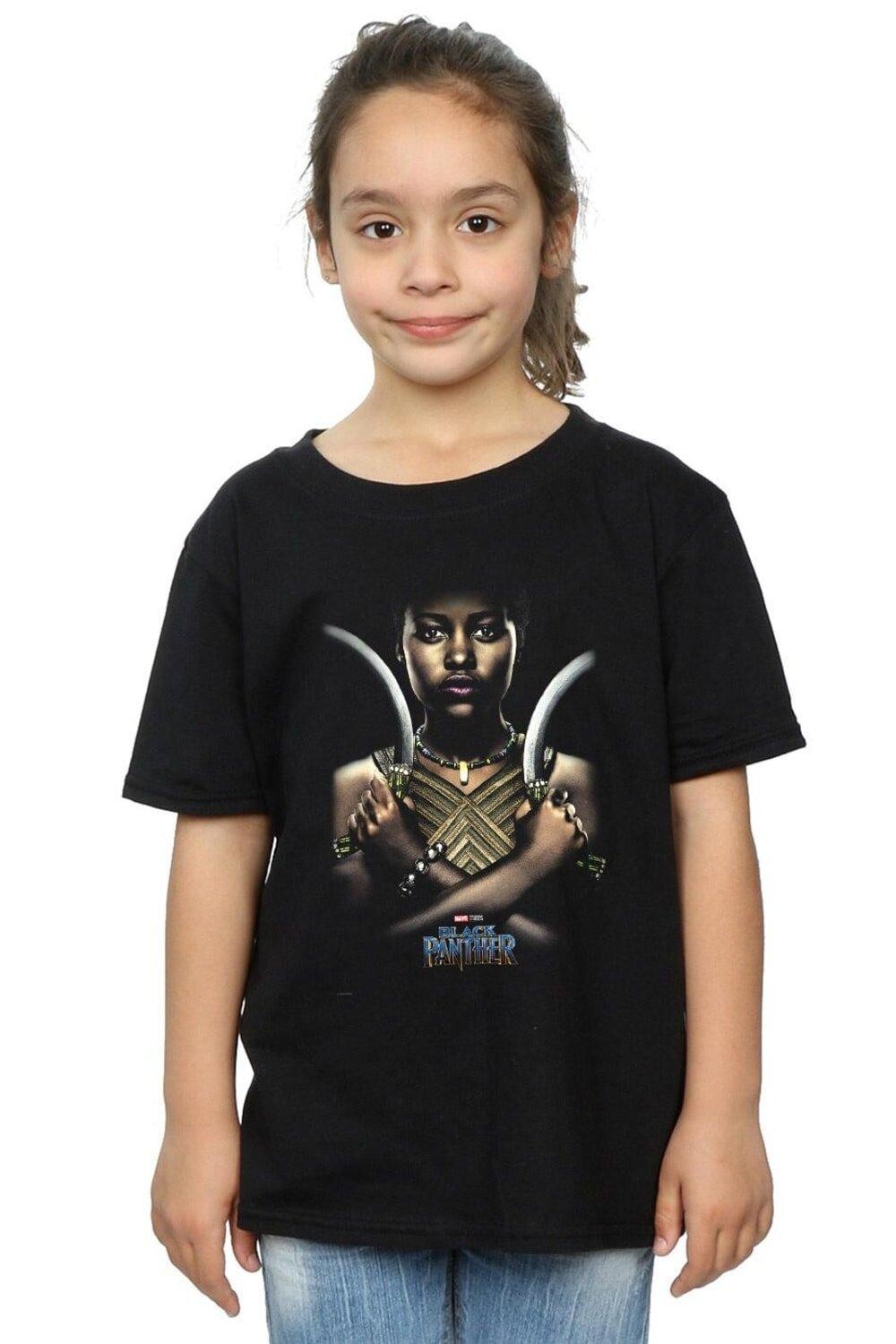 

Хлопковая футболка с плакатом Black Panther Nakia Marvel, черный