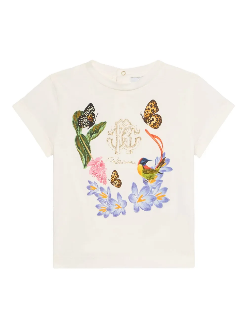 

Футболка с принтом цветов и птиц Roberto Cavalli, нейтральный