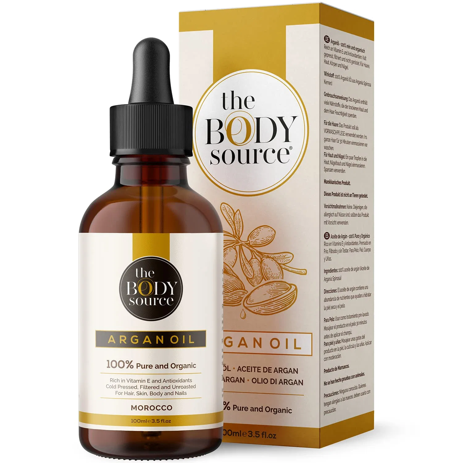 Чистое аргановое масло 100 мл, холодного отжима, органическое The Body Source