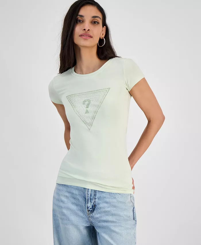 

Женская футболка с треугольным омбре и логотипом R3 GUESS, зеленый