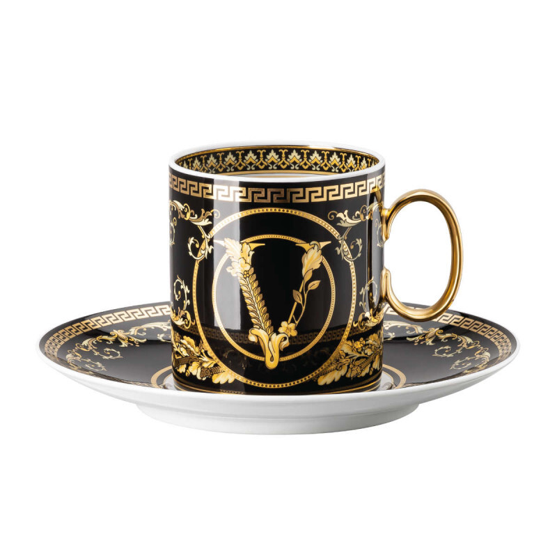 

Rosenthal Versace Virtus Gala Чашка для кофе черная 0,23 л с блюдцем, 2 предм Rosenthal meets Versace, золото/черный