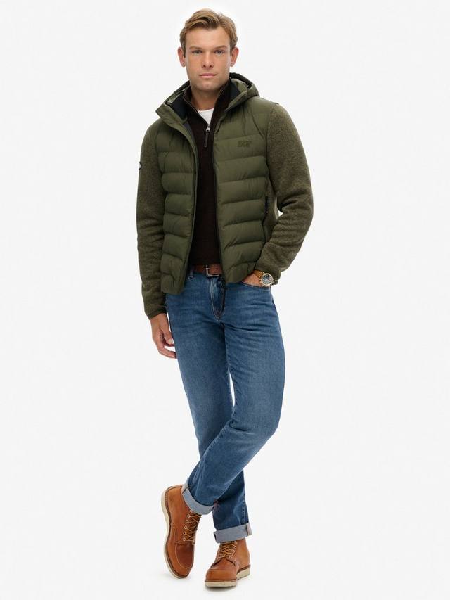 Утепленная гибридная куртка с капюшоном Superdry, Khaki Green Marl — фото 3