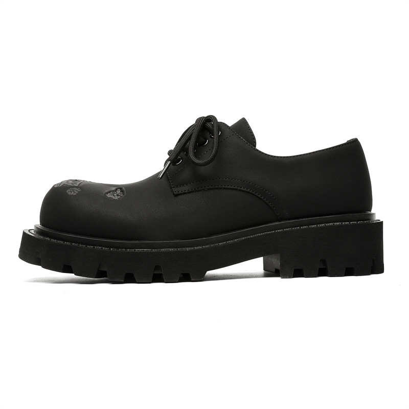 WEISHIBANGWEI Повседневные кожаные туфли мужские черные с потайным клином, цвет Black Hidden Wedge — фото 2