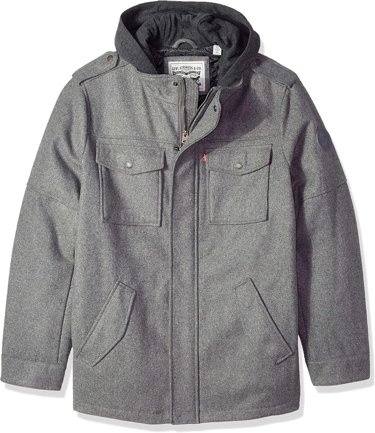 

Мужская шерстяная куртка Levi's с капюшоном в стиле милитари, Light Grey