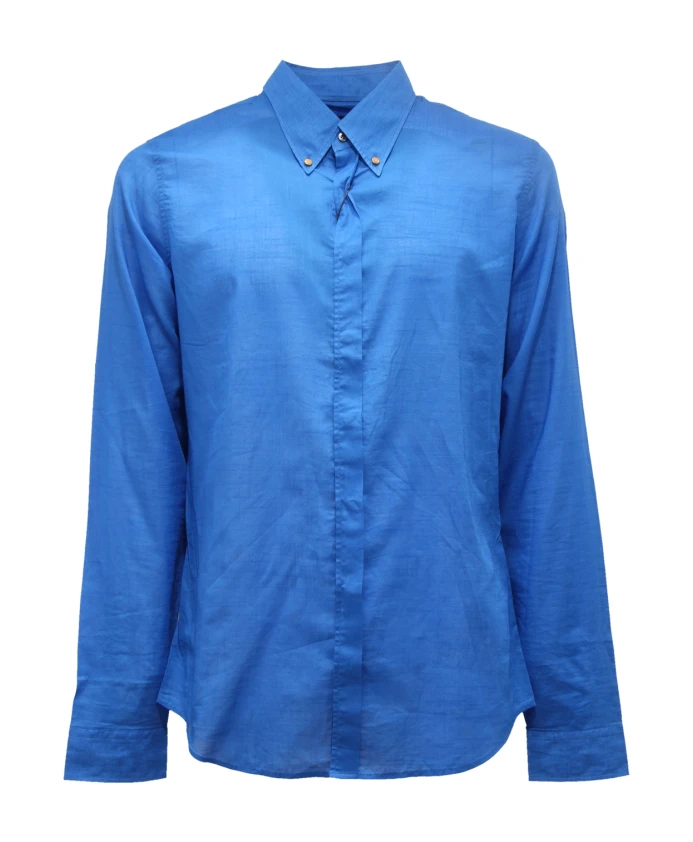 

Узкая рубашка ярко-синего цвета Gucci, синий
