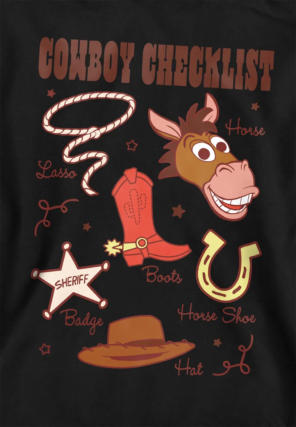 Детский худи Disney Cowboy Checklist, черный, черный — фото 2