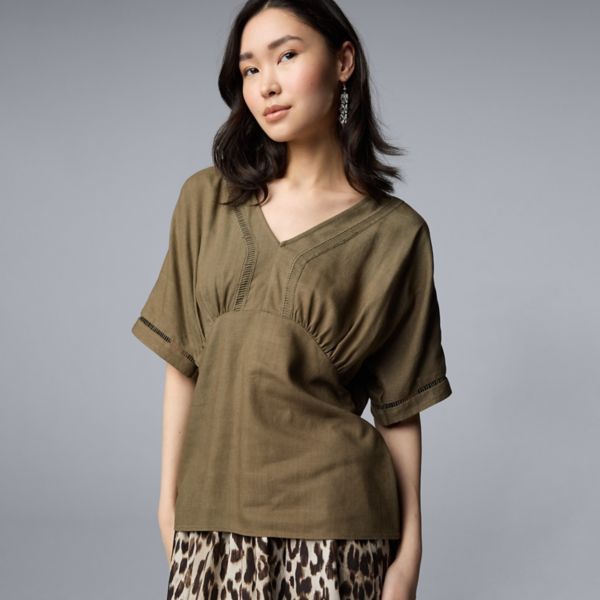 

Женский короткий кимоно с отделкой Simply Vera Vera Wang, цвет olive tapenade