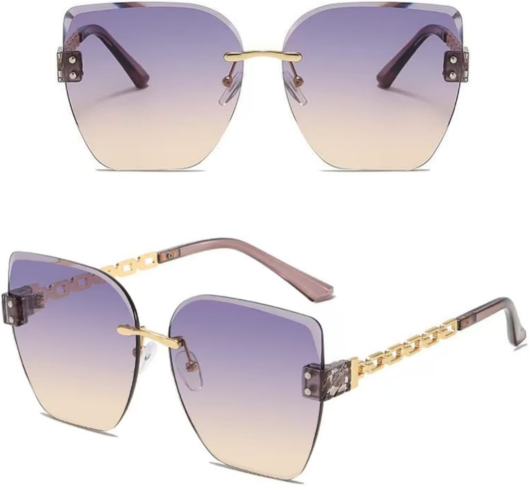 

Женские солнцезащитные очки без оправы в стиле ретро с градиентным переходом цвета, модные очки с градиентным переходом цвета и защитой от УФ-излучения UV400 DMMWCX, C1