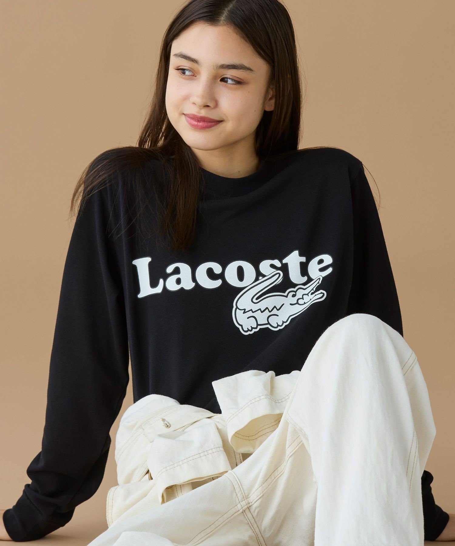 Футболка LACOSTE с принтом оверсайз, Black — фото 2
