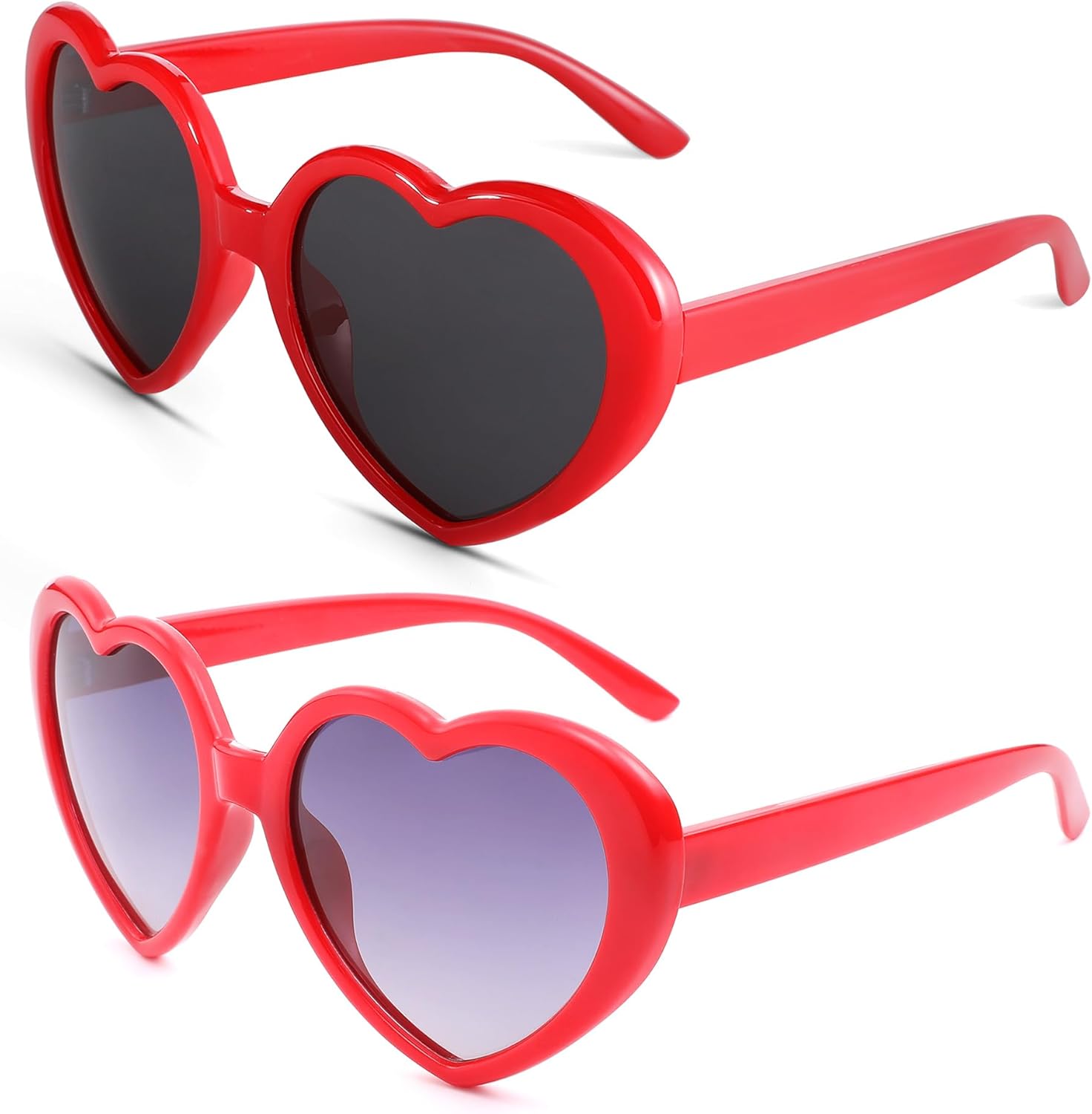 

Поляризованные солнцезащитные очки NULOOQ в форме сердца для женщин, ретро-стиль, большая оправа, очаровательный дизайн, защита от УФ-излучения UV400, A6* (Red/Gray + Red/Gradient Gray) - 2 Pack