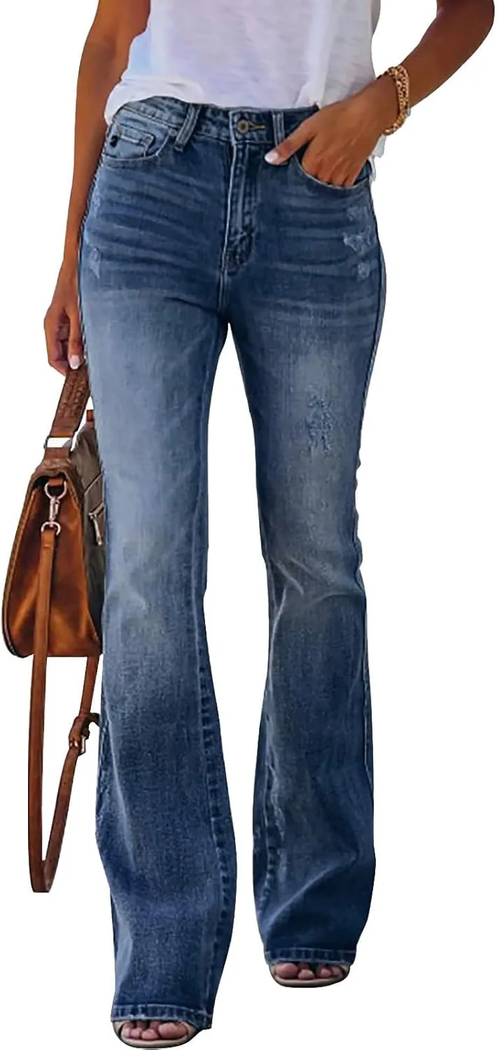 

Женские джинсы flare с высокой талией и карманами