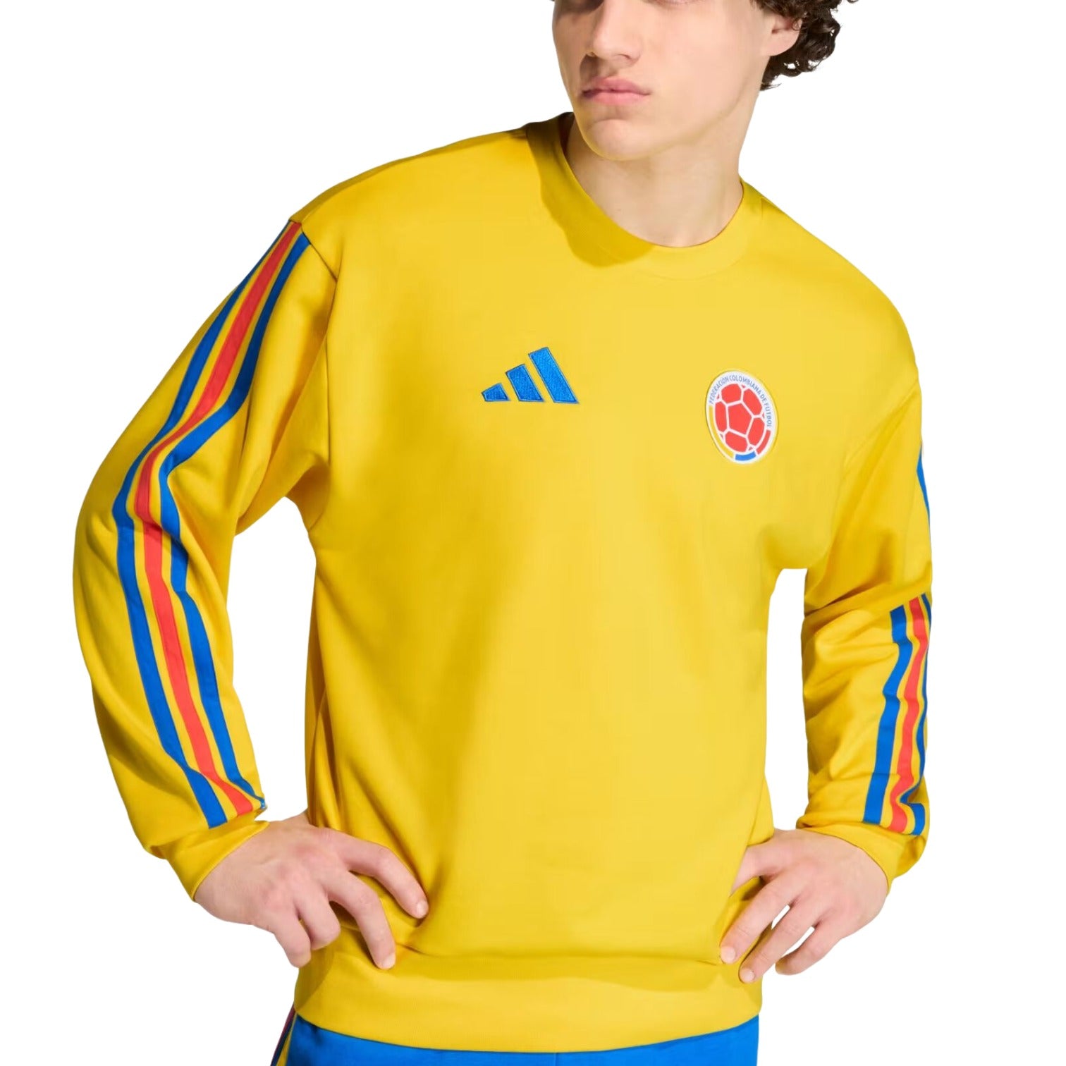 Свитшот Adidas Colombia DNA Crew Sweat 'Impact Yellow' — фото 2
