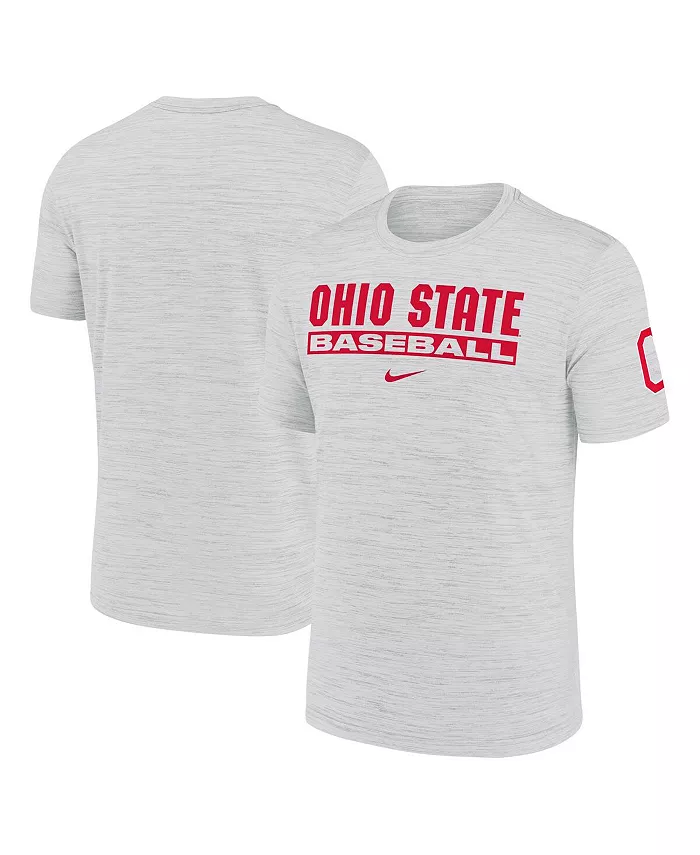 

Мужская футболка Ash Ohio State Buckeyes Velocity Baseball Wordmark Stack Performance Nike