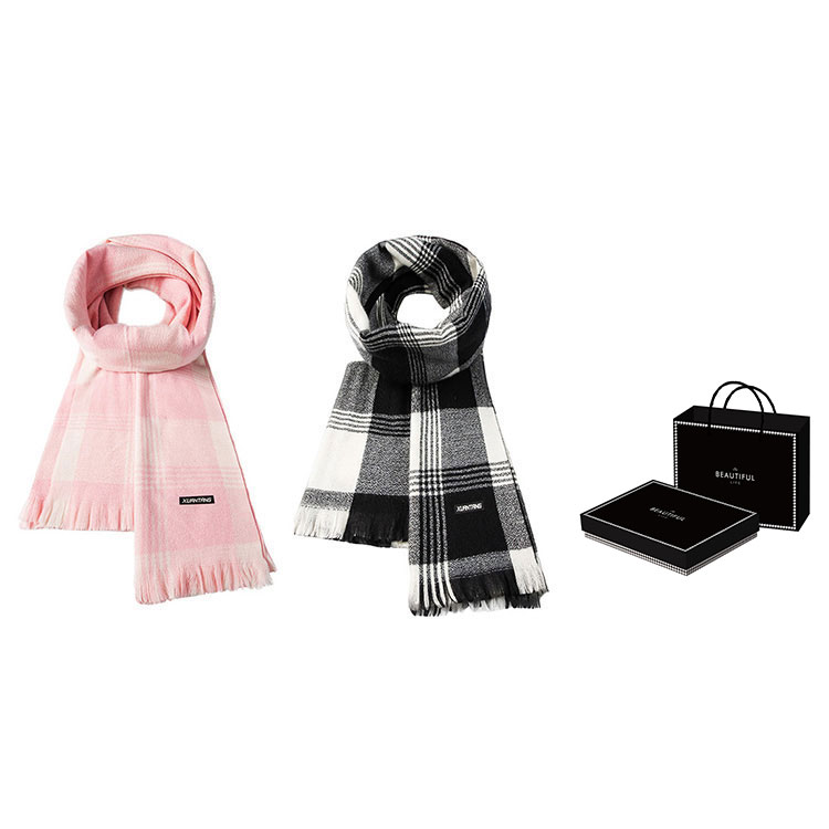 

Вязаный шарф унисекс, Black+Light Pink, Houndstooth Box