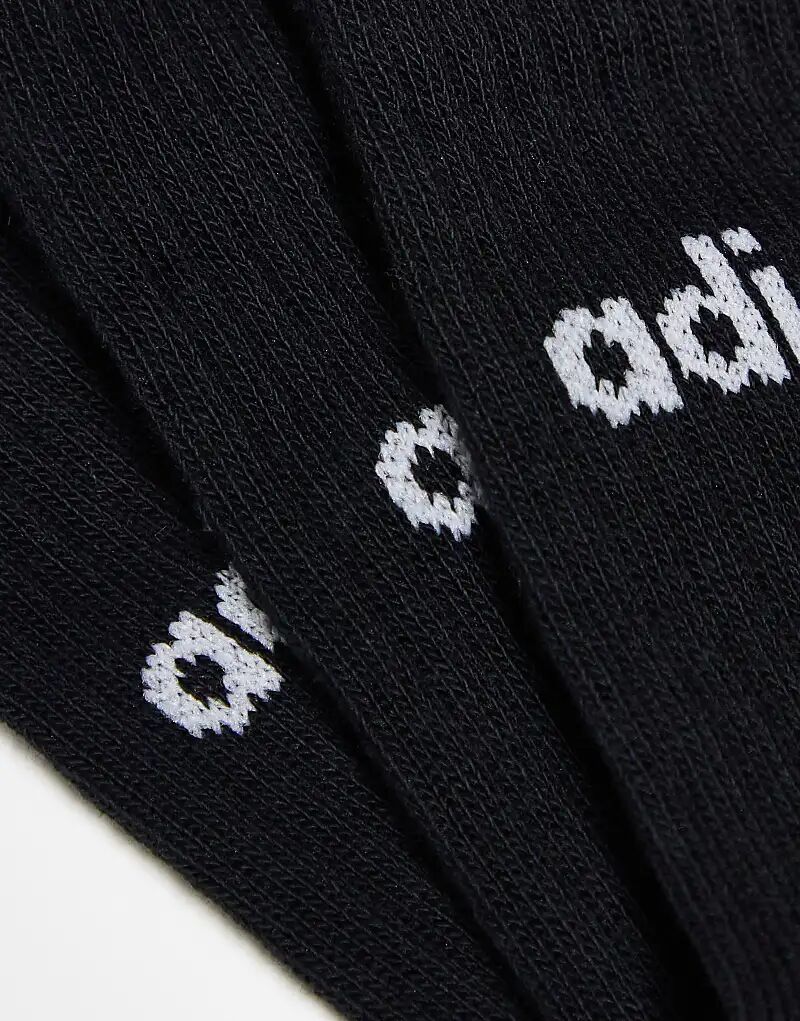 Набор из 3 пар носков Adidas Training с линейным логотипом, черный цвет — фото 2