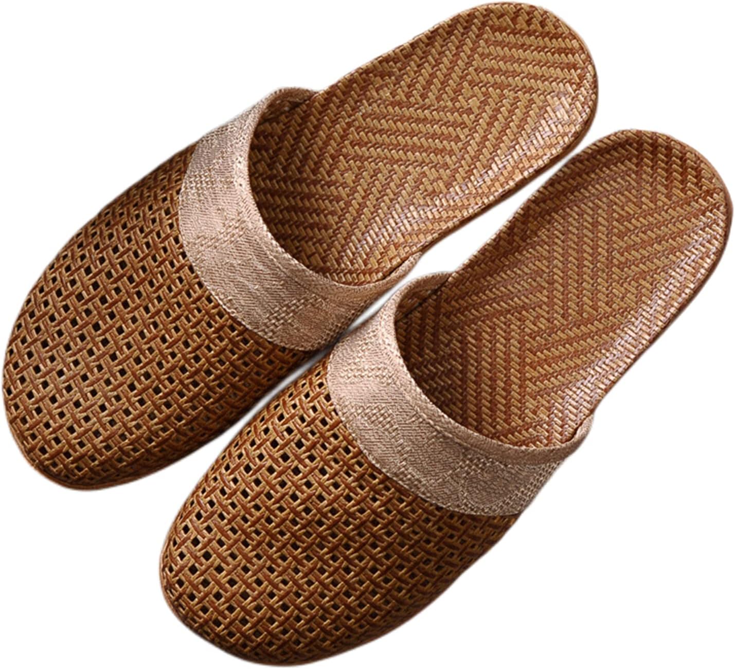 

Плетеные тапочки Zuwxeu из винной травы для лета, льняные тапочки для дома, противоскользящие коврики из травы, бамбуковые сандалии для женщин и мужчин, серый