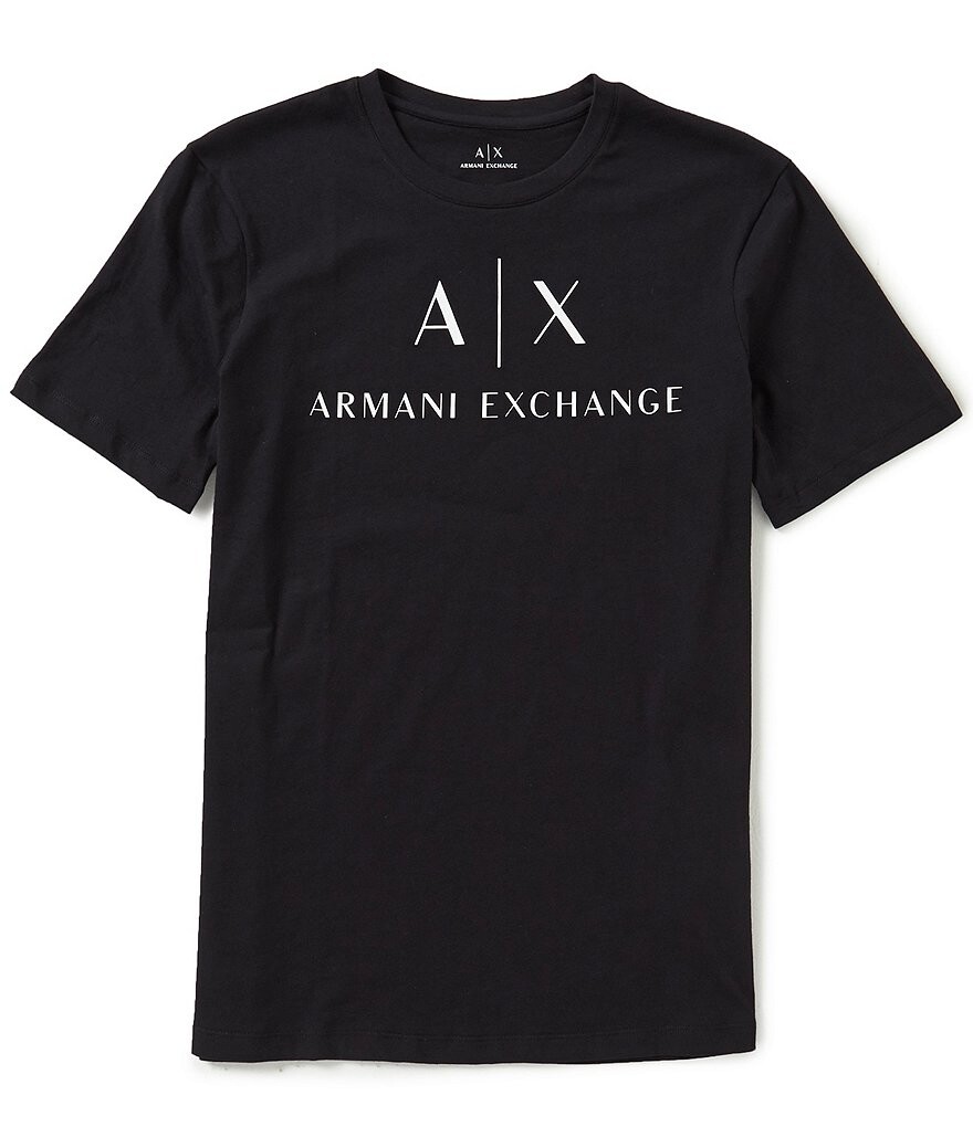 

Armani Exchange Slim Fit AX Signature Logo Футболка с круглым вырезом и короткими рукавами, черный