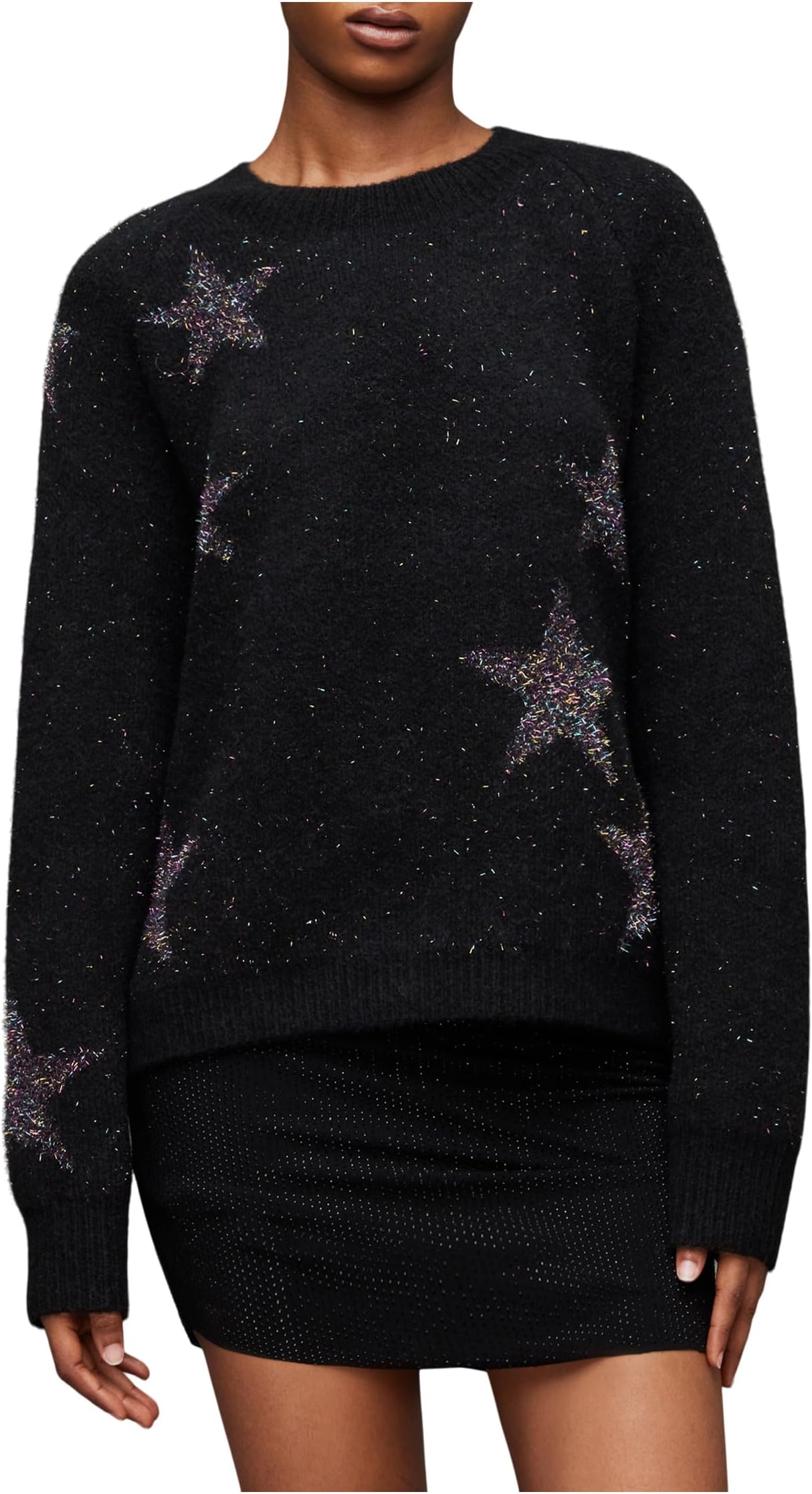 

Свитер AllSaints Star Tinsel Jumper, цвет Black/Rainbow Blue