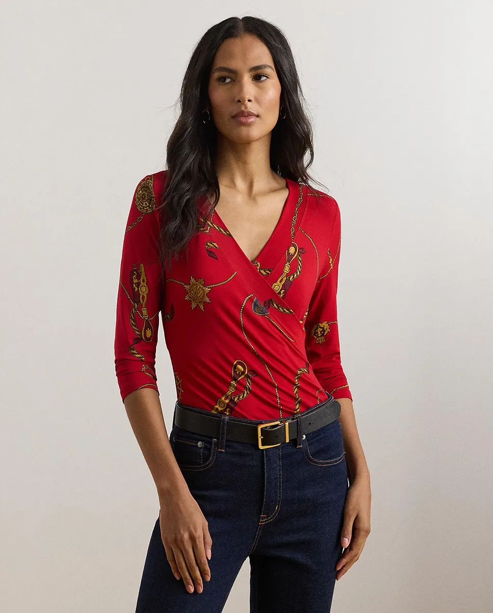 

Женский джемпер с французским рукавом и принтом Lauren Ralph Lauren, красный