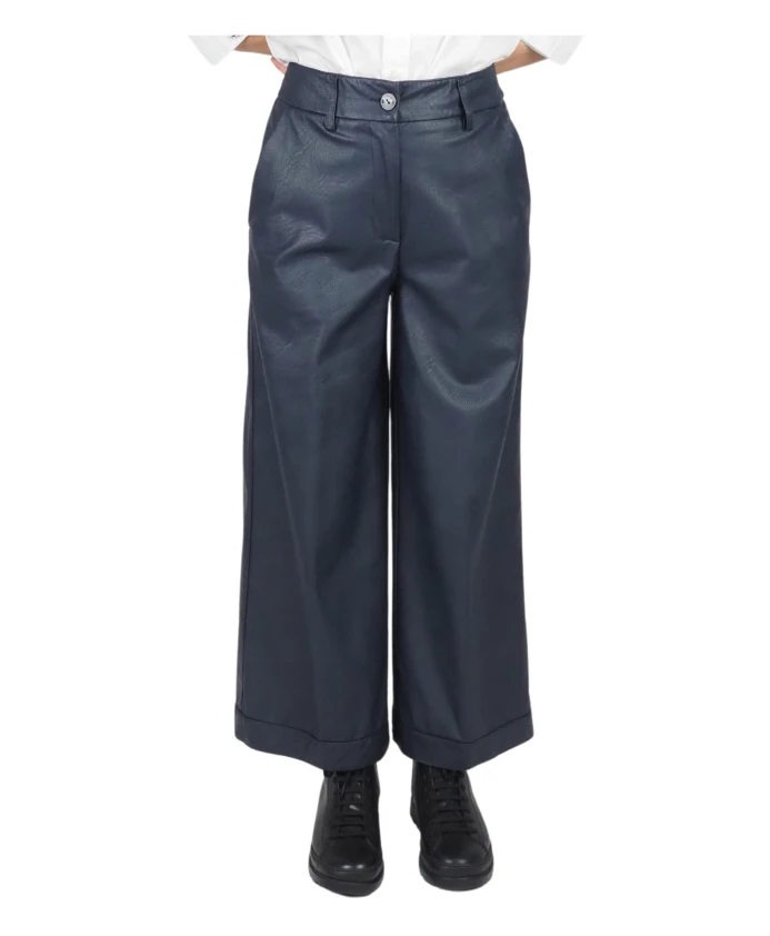 

Короткие брюки из искусственной кожи с широкими штанинами Alessia Santi, синий