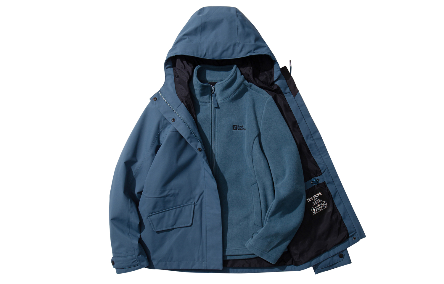 

JACK WOLFSKIN Женская ветровка 3 в 1 Водонепроницаемая и ветрозащитная для сохранения тепла, Polar Night Blue/C0539