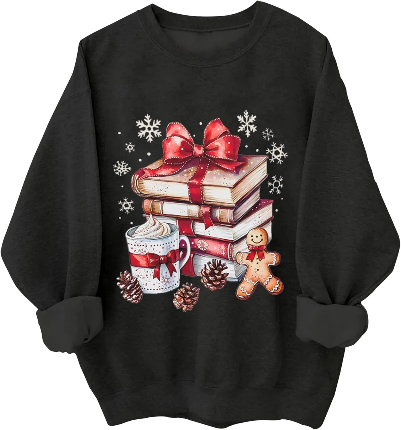

Толстовка с рождественскими книгами и имбирными пряниками Kzggs