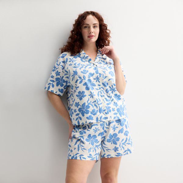 

Тканый топ для сна больших размеров Sonoma Goods For Life, цвет blue flower