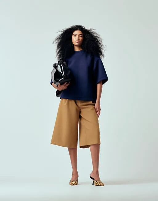 

Длинные брюки-кюлоты светло-коричневого цвета ASOS DESIGN