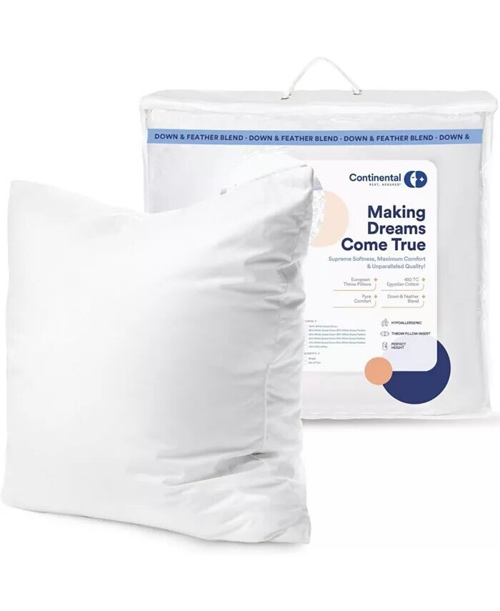 

Роскошная декоративная подушка 18x18, альтернатива со вставкой вниз Continental Bedding, белый