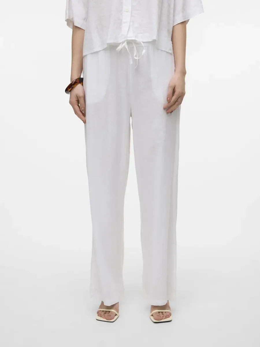 

Брюки без застежки Vero Moda "VMLINN LINEN PANTS WVN NOOS", белый