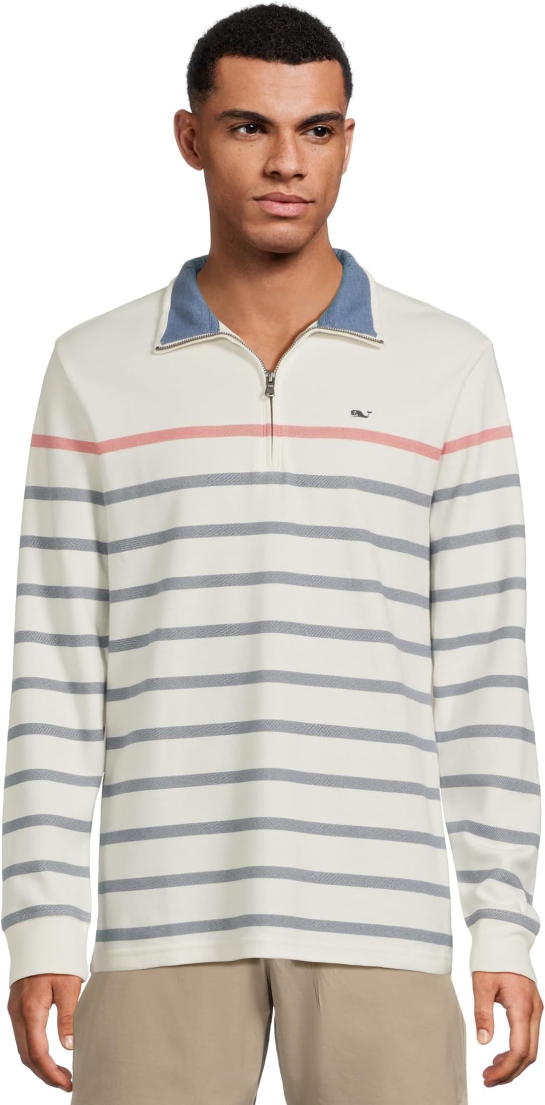 

Толстовка Vineyard Vines Breton Stripe Saltwater Quarter Zip, цвет Rwb