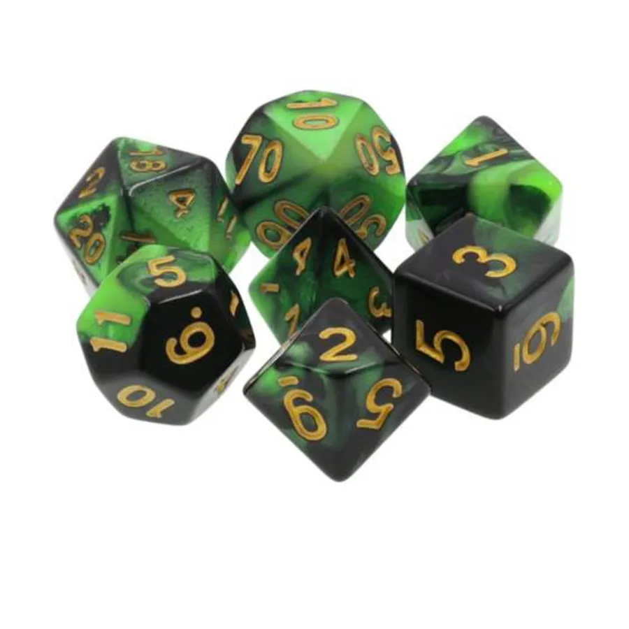 

Набор Poly - Дно озера с золотом (7), Dice Sets - Resin/Acrylic - Blue, Green, & Purple (Foam Brain Games)