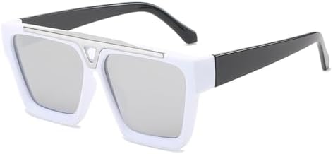 

Популярные квадратные солнцезащитные очки для женщин 2027 года, ретро-очки с градиентным зеркальным покрытием, солнцезащитные очки UV400 для мужчин MTZJH, White Silver Mirror