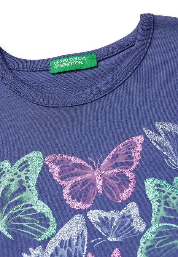 Футболка с блестящим принтом United Colors Of Benetton, Blue — фото 3