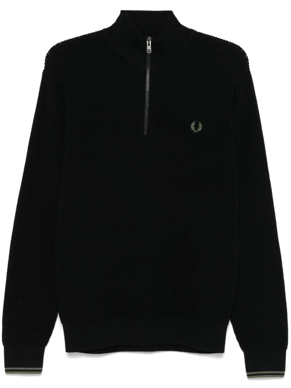 

Фактурный свитер с воротником на молнии Fred Perry, черный
