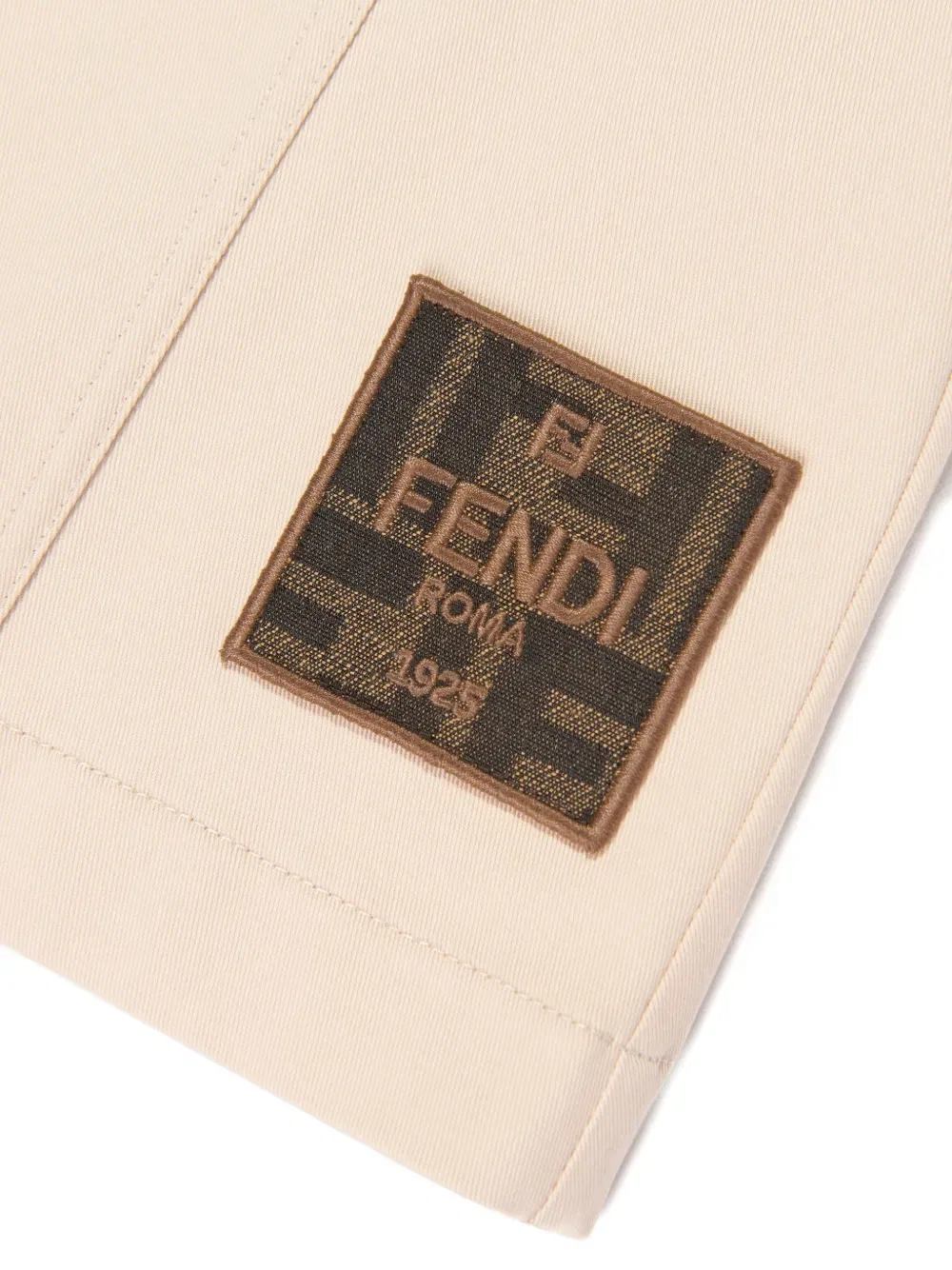 Платье с оборками и нашивкой с логотипом Fendi Kids, нейтральный — фото 3