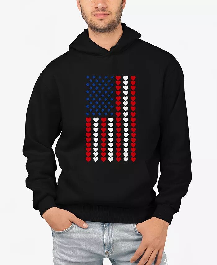 

Heart Flag - Мужская толстовка с капюшоном Word Art LA Pop Art, черный