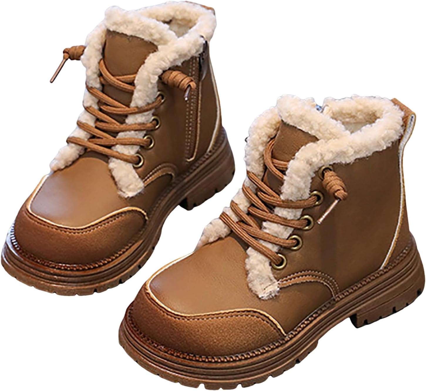 

Зимние ботинки IWIHMIV для девочек, ботинки для мальчиков до щиколотки, наружные, с нескользящей мягкой подошвой, на шнуровке, с боковой молнией, Khaki