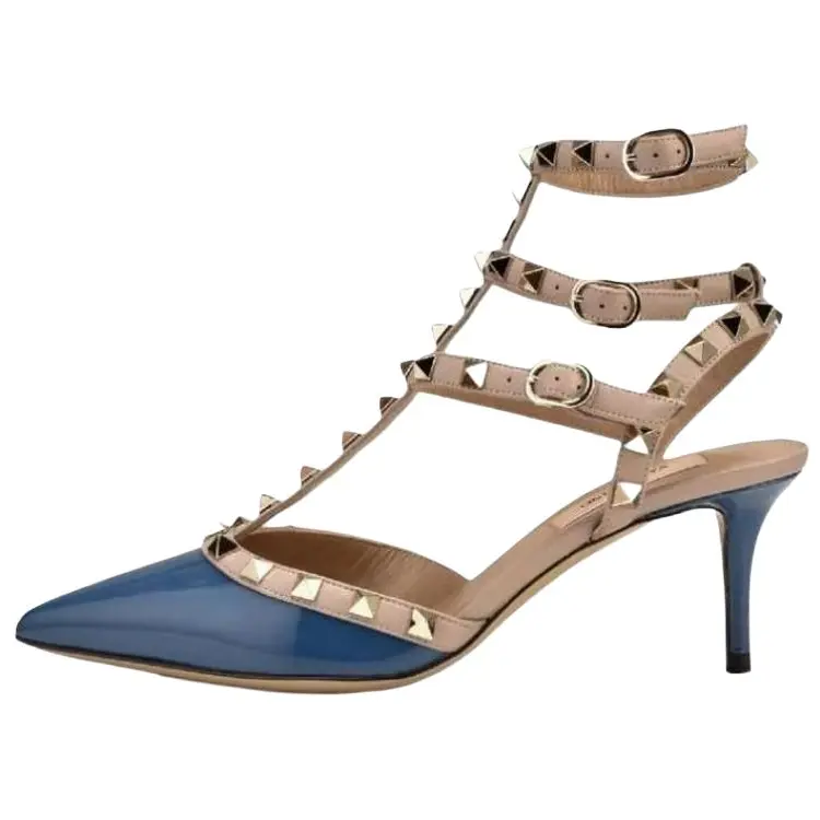 Valentino Туфли Rockstud Slim Heel High Heel женские синие
