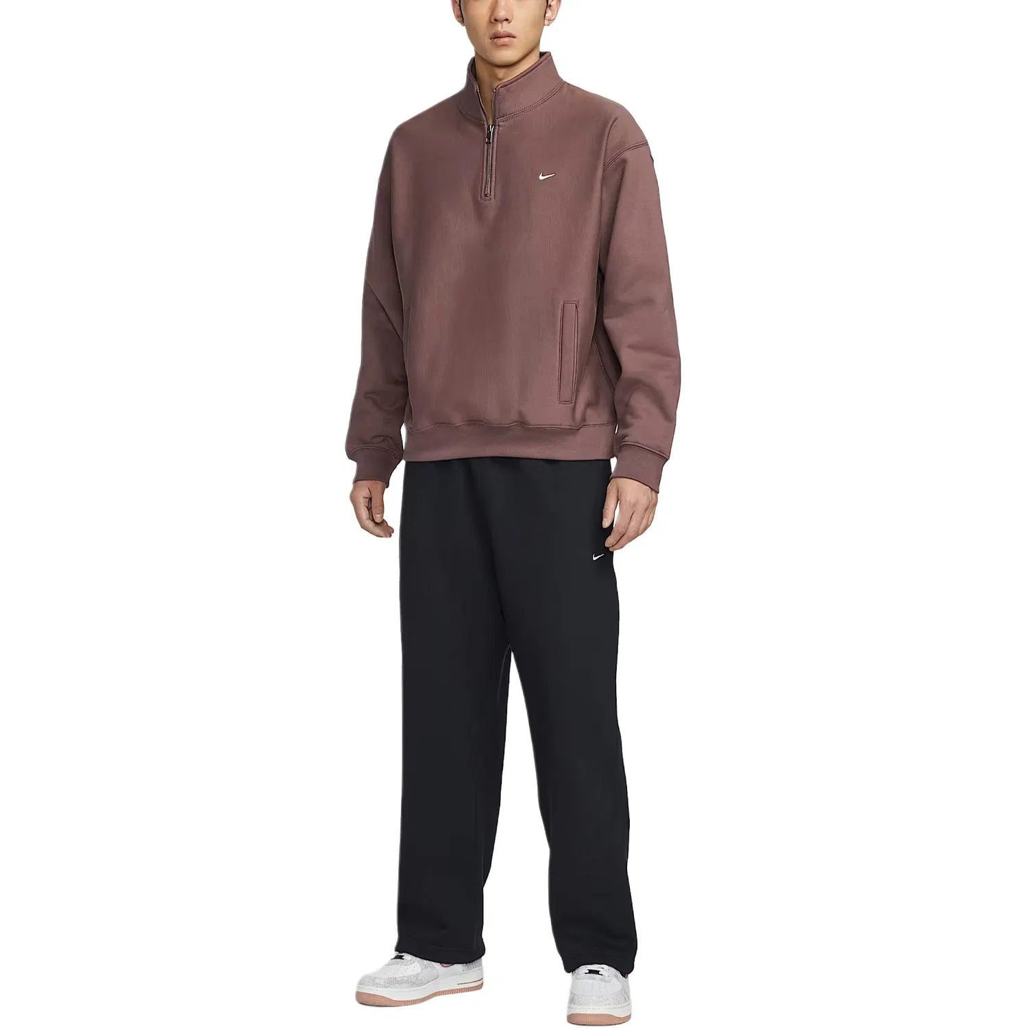 Свитшот мужской Swoosh на флисе из мягкого трикотажа Nike, Tattoo Black Purple/White — фото 4