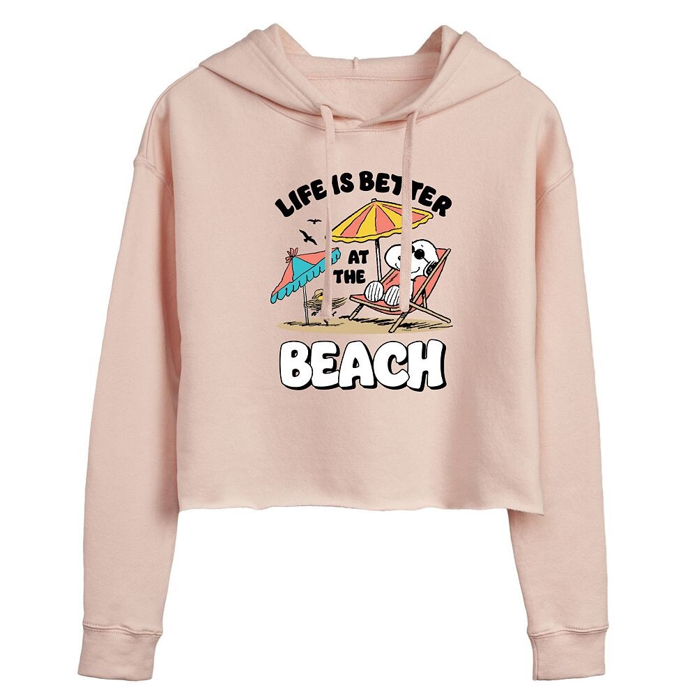 

Укороченная толстовка с капюшоном для подростков Peanuts Snoopy At The Beach Licensed Character, розовый