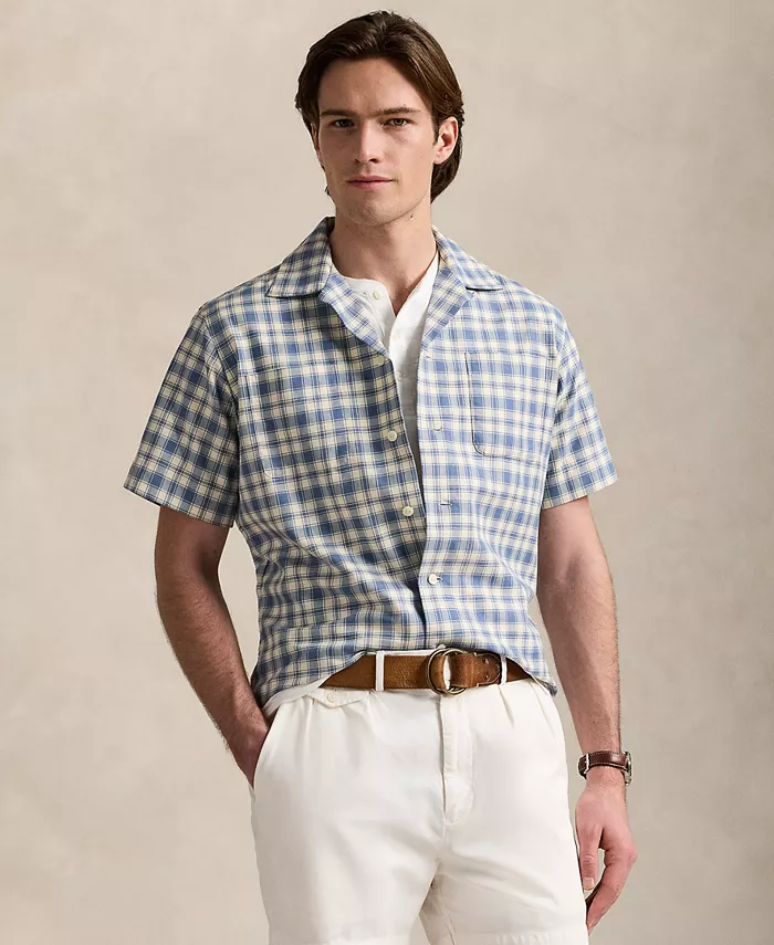 

Мужская классическая оксфордская рубашка Camp Workshirt в клетку Polo Ralph Lauren, белый